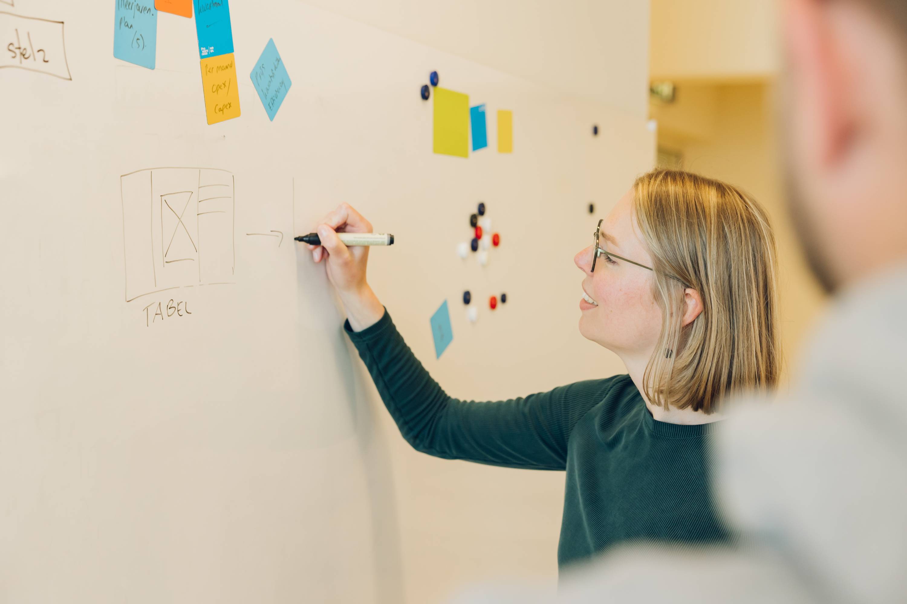 NS medewerker met whiteboard